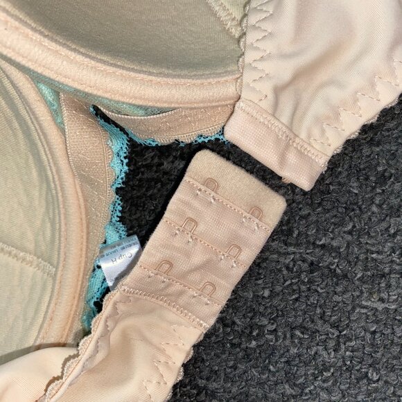 38H*DLV*Lacy Blue-Green/Beige Balconette Lightly Lined Bra - Picture 8 of 8